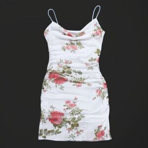 Floral Print Ruched Lettuce Dress